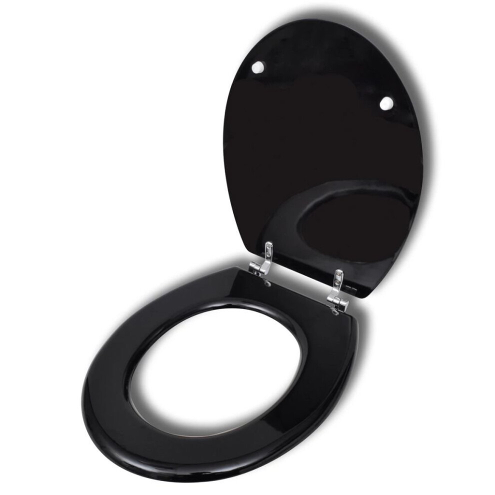 vidaXL WC Toilet Seat MDF Lid Simple Design Black Bathroom Fixture Accessory