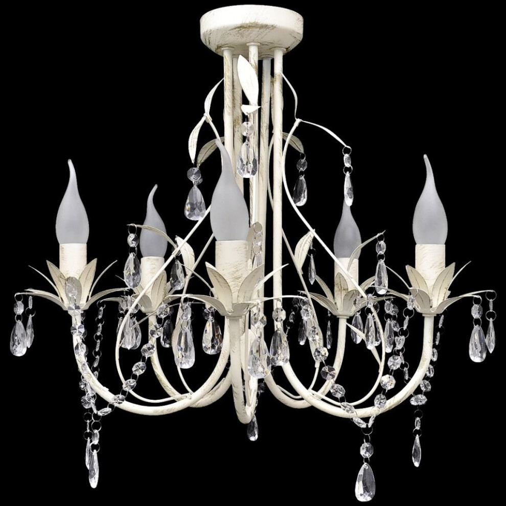 vidaXL Crystal Pendant Ceiling Lamp Chandelier Elegant 5 Bulb Sockets Light