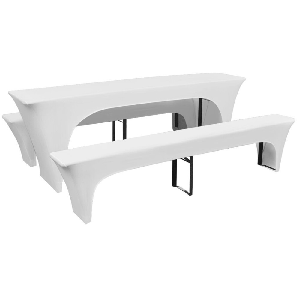 vidaXL 3x Slipcovers for Beer Table and Benches Stretch White 220x70x80cm Cover