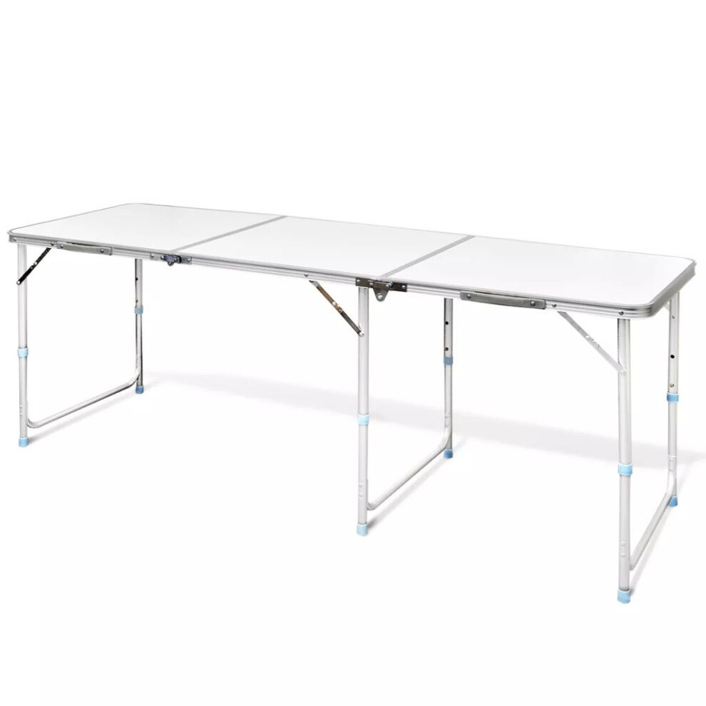 vidaXL Foldable Camping Table Height Adjustable Aluminium 180x60cm Picnic BBQ