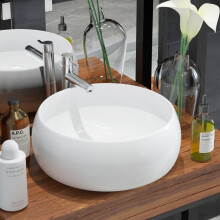 vidaXL Basin Ceramic White Round Cloakroom Bathroom Above Counter Wash Sink