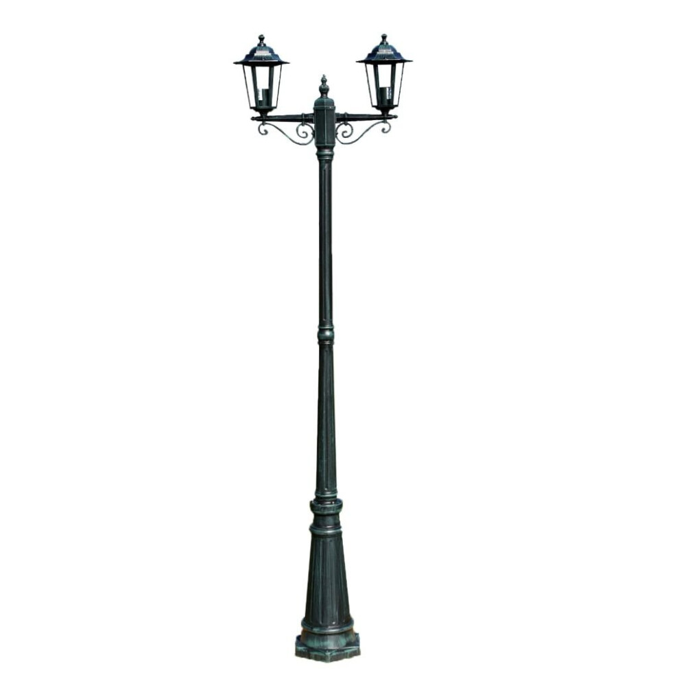 vidaXL Preston Garden Light Post 2-arms 215cm Dark Green Outdoor Standing Lamp