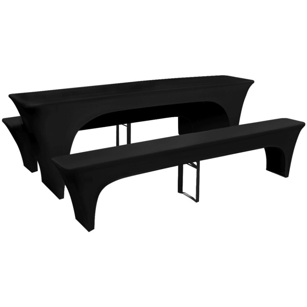 vidaXL 3x Slipcovers for Beer Table and Bench Stretch Black 220x50x80cm Cover