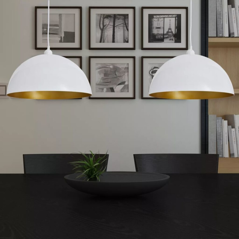 vidaXL 2x Ceiling Lamp Height-adjustable Semi-spherical White Lighting Fixture