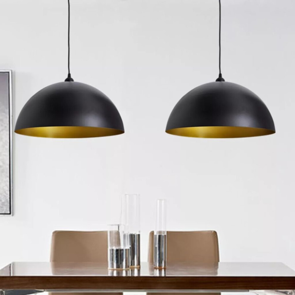 Vidaxl 2X Ceiling Lamp Height-Adjustable Semi-Spherical Black Lighting Fixture