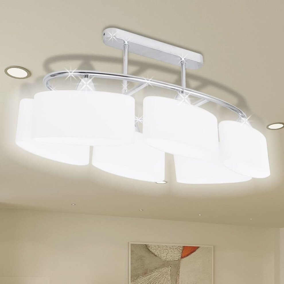 Vidaxl Ceiling Lamp With Ellipsoid Glass Shades 6 E14 Bulbs Pendant Light
