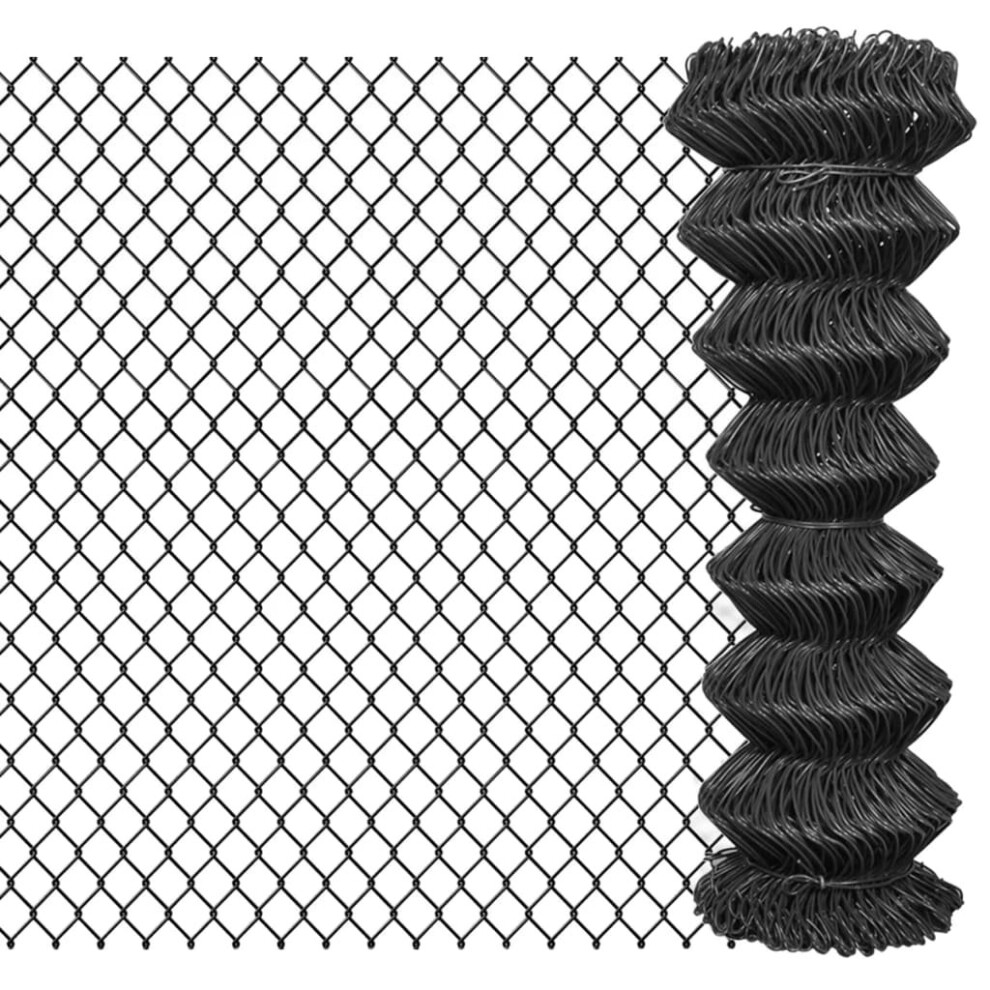 vidaXL Outdoor Garden Chain Link Fence Fencing Screen Mesh Barrier Steel Grey