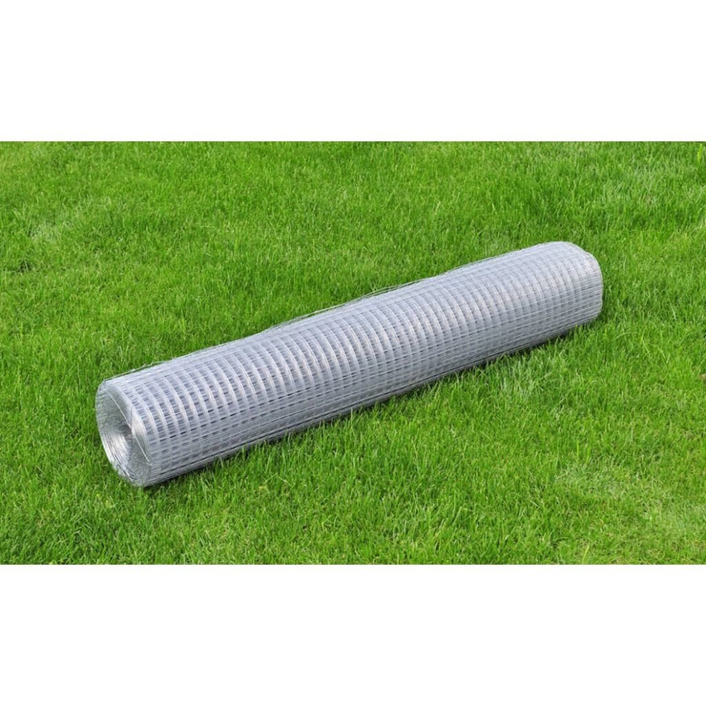 vidaXL Wire Netting Square 1x25m 0.9mm Galvanised Garden Mesh Enclosure Fence