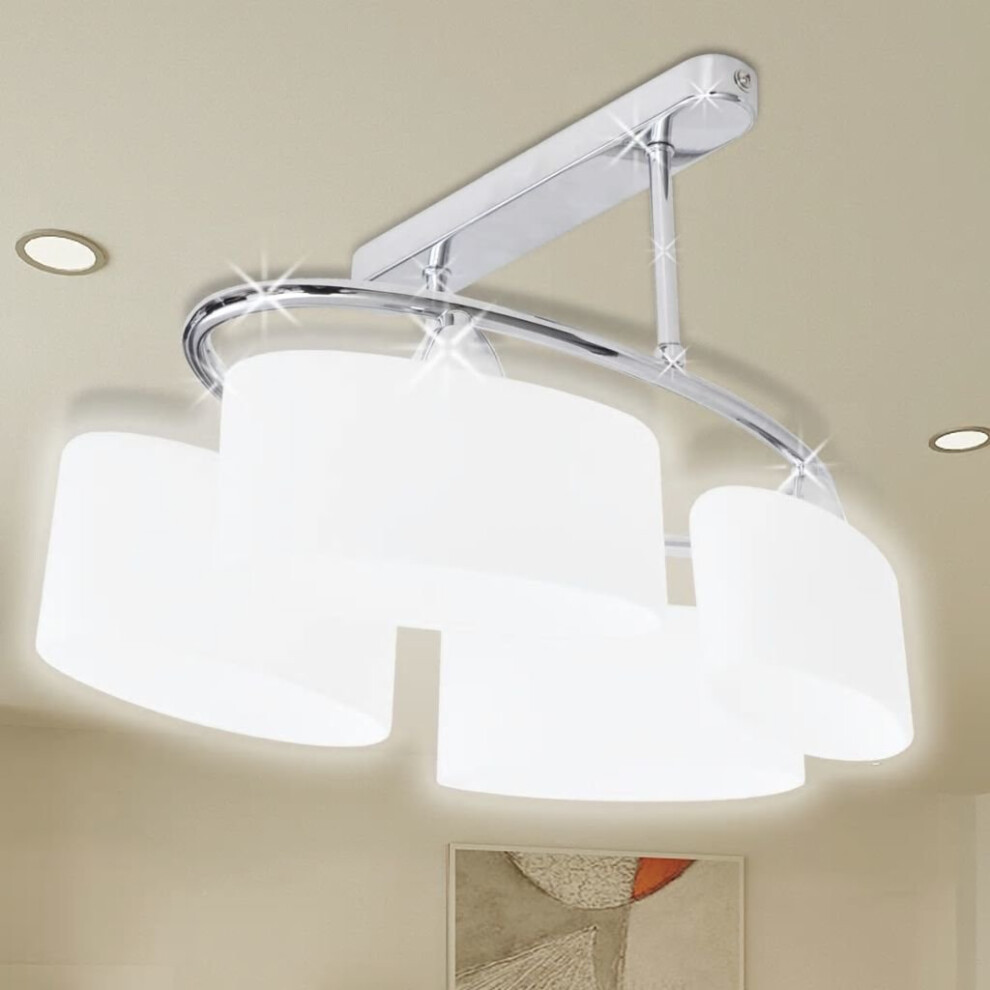 Vidaxl Ceiling Lamp With Ellipsoid Glass Shades 4 E14 Bulbs Pendant Light