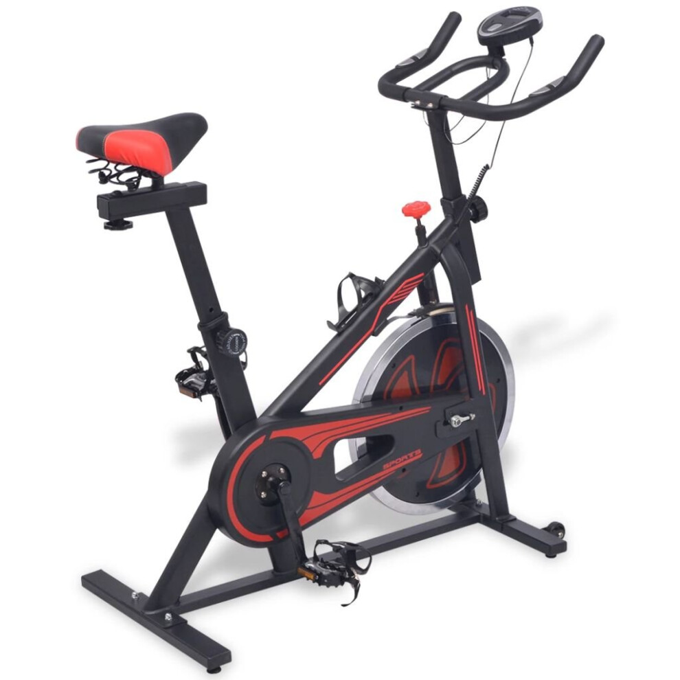 vidaXL Exercise Spinning Bike Fitness Machine with Pulse Sensors Black and Red