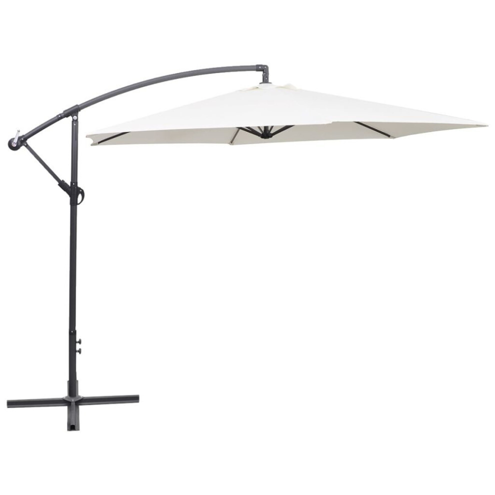 vidaXL Cantilever Umbrella 3m Sand White Outdoor Hanging Parasol Sunshade