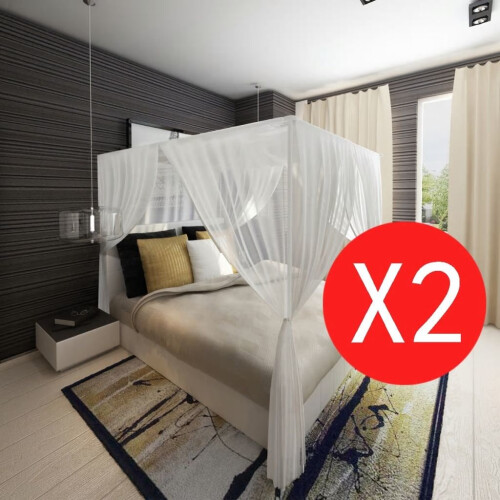 VidaXL vidaXL 2x Mosquito Nets Square 3 Openings Bed Insect Bug Control Screen Mesh