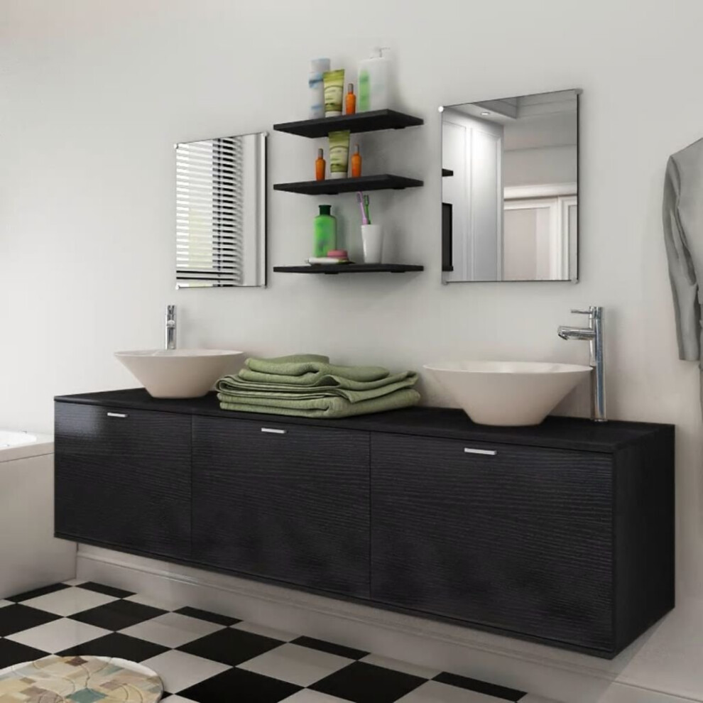 Vidaxl Bathroom Furniture And Basin Set 8 Piece Black Home Vanity Cabinet