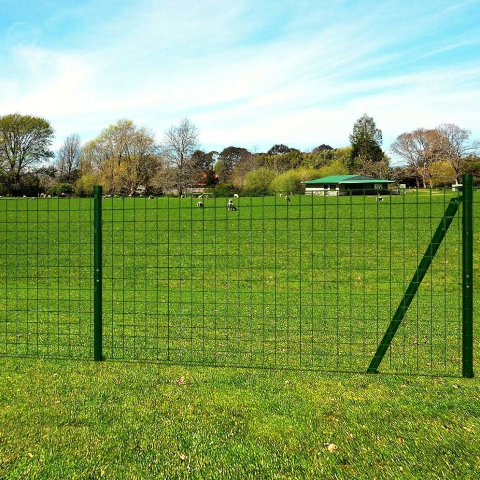 vidaXL Euro Fence Set 25x1.7 m Steel Green with Post Garden Barrier Panel