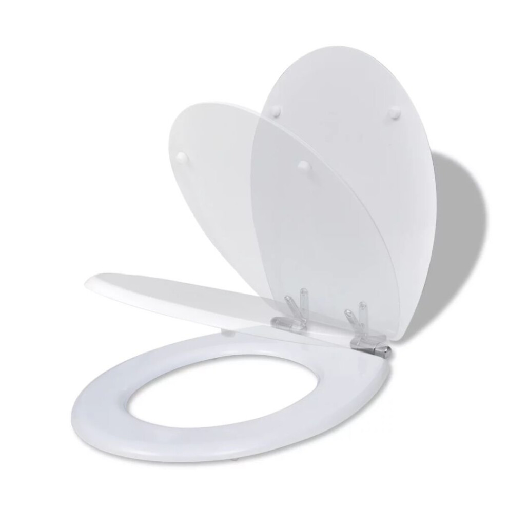 vidaXL WC Toilet Seat MDF Soft Close Lid Simple Design White Fixture Accessory