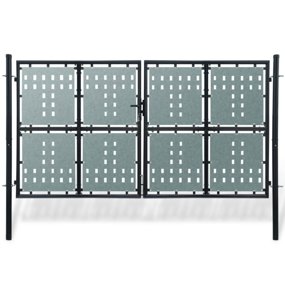 vidaXL Double Door Fence Gate 300x200cm Black Outdoor Garden Fencing Barrier