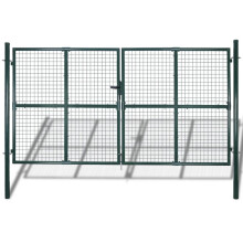 vidaXL Double Door Fence Gate Outdoor Gate Driveway Gate Powder-Coated Steel
