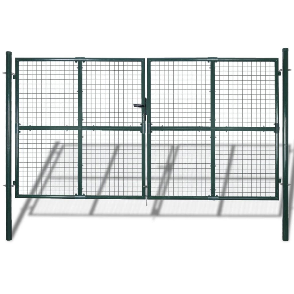 vidaXL Double Door Fence Gate Outdoor Gate Driveway Gate Powder-Coated Steel