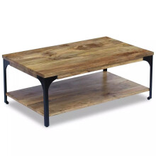 vidaXL Coffee Couch Side Table Desk Furniture with One Shelf Home Mango Wood