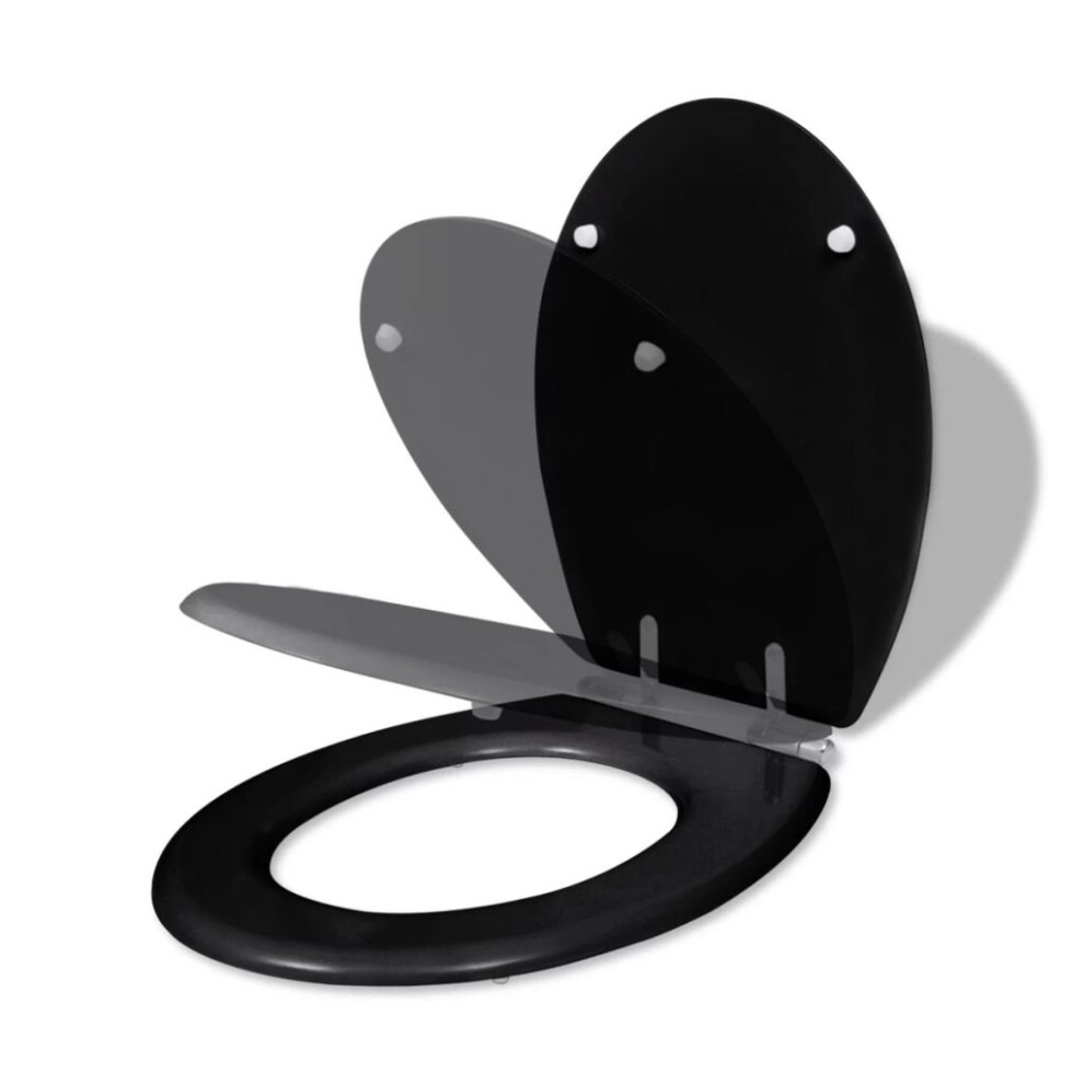 vidaXL WC Toilet Seat MDF Soft Close Lid Simple Design Black Fixture Accessory