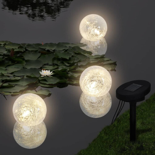 VidaXL LED-Solarkugeln Schwimmend 3 Flammen für Teich Pool