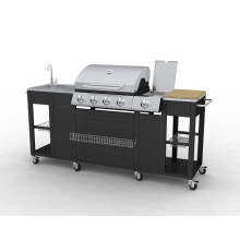 vidaXL Outdoor Kitchen Barbecue Montana 4 Burner Grill Garden Kitchen Silver