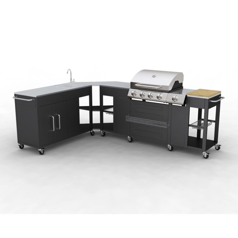 Vidaxl Gas Bbq Barbecue Outdoor Kitchen Stainless Steel 5 Burners Side Burner