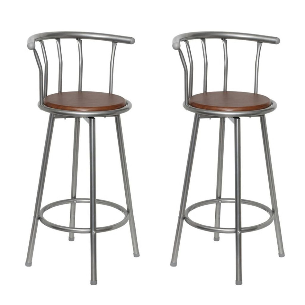 vidaXL 2x Bar Stools Brown Steel Designer Gas Lift Kitchen Breakfast Bar Chairs