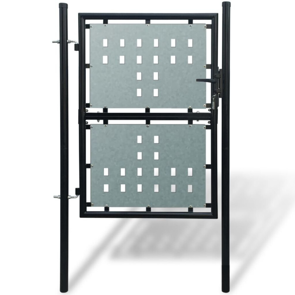 vidaXL Single Door Fence Gate 100x175cm Black Outdoor Garden Fencing Barrier