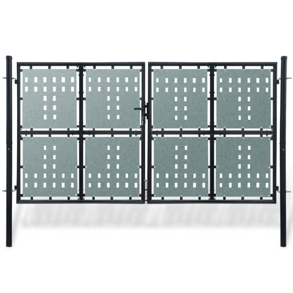 vidaXL Double Door 300x225cm Black Outdoor Garden Fencing Barrier Fence Gate