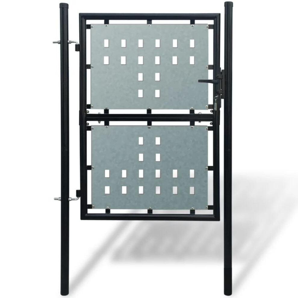 vidaXL Single Door 100x225cm Black Outdoor Garden Fencing Barrier Fence Gate