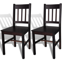vidaXL 2x Dining Chairs Wood Dark Brown Kitchen Living Room Furniture Seat
