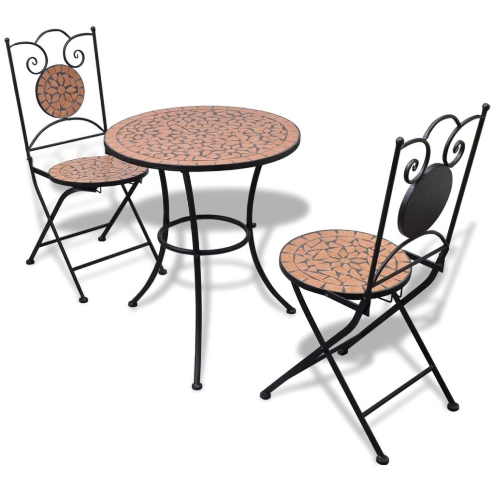 Vidaxl Bistro Table 60Cm Mosaic With 2 Chairs Terracotta Outdoor Furniture