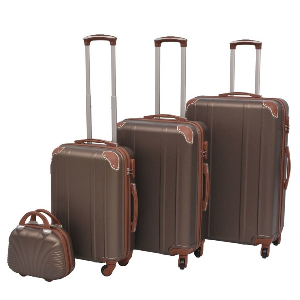 vidaXL 4 Piece Hardcase Trolley Set Coffee Travel Suitcase Luggage Bag Cabin