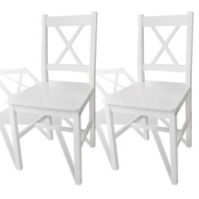 vidaXL 2x Dining Chairs Wood White Home Kitchen Living Room Furniture Seat