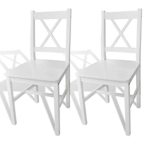 VidaXL vidaXL 2x Dining Chairs Wood White Home Kitchen Living Room Furniture Seat