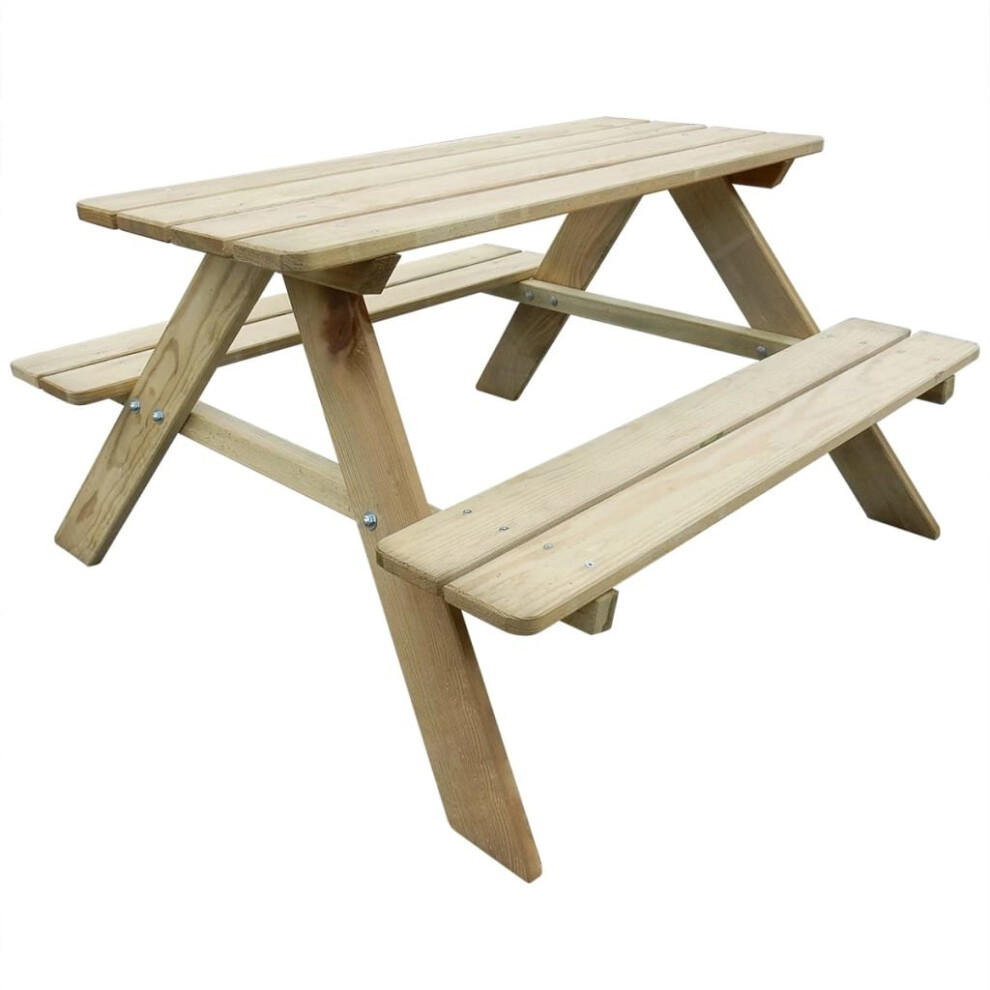 vidaXL Kid's Picnic Table 89x89.6x50.8cm Pinewood Outdoor Garden Bench Seat