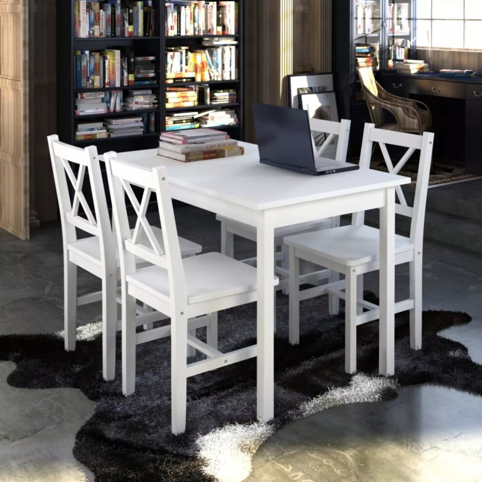 vidaXL Dining Set 5 Pieces White Home Kitchen Dinner Furniture Table Chairs