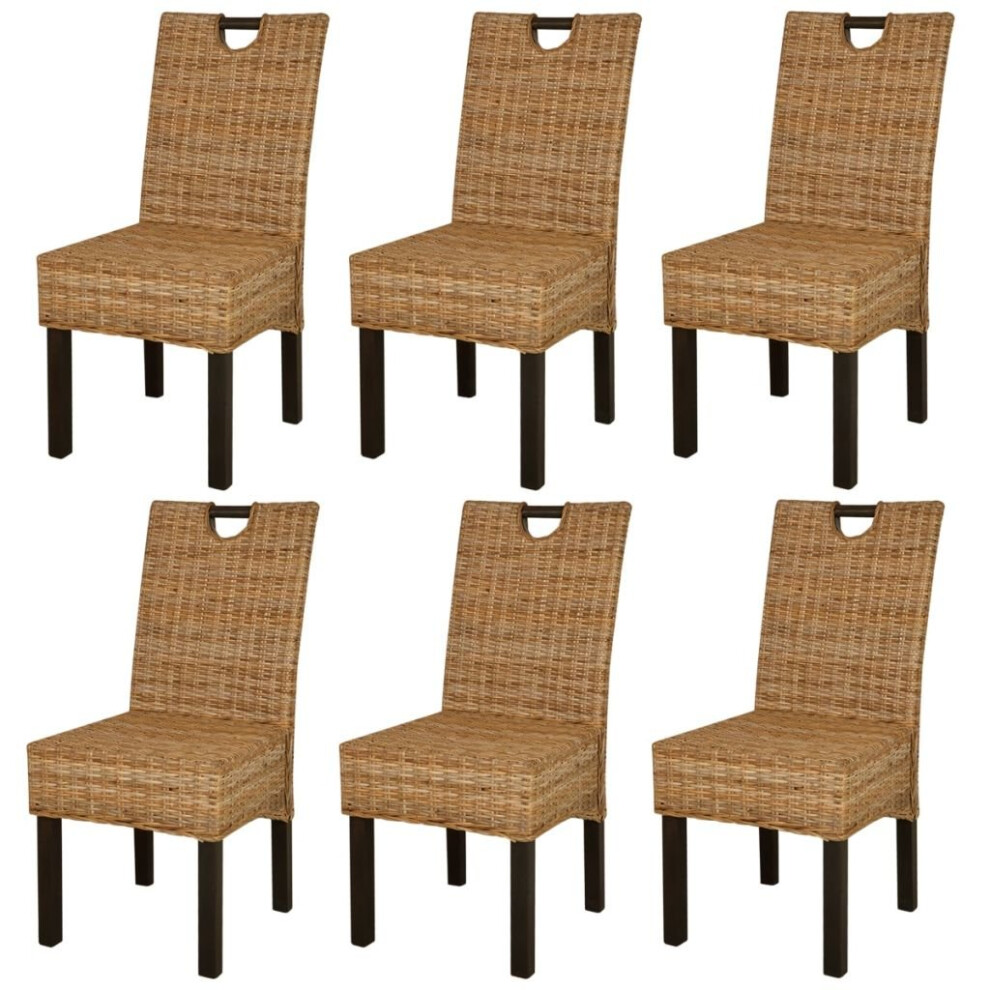 vidaXL 6x Dining Chairs Kubu Rattan Mango Wood Home Kitchen Furniture Seat