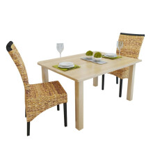 vidaXL 2x Dining Chairs Abaca Brown Handmade Woven Kitchen Furniture Seat
