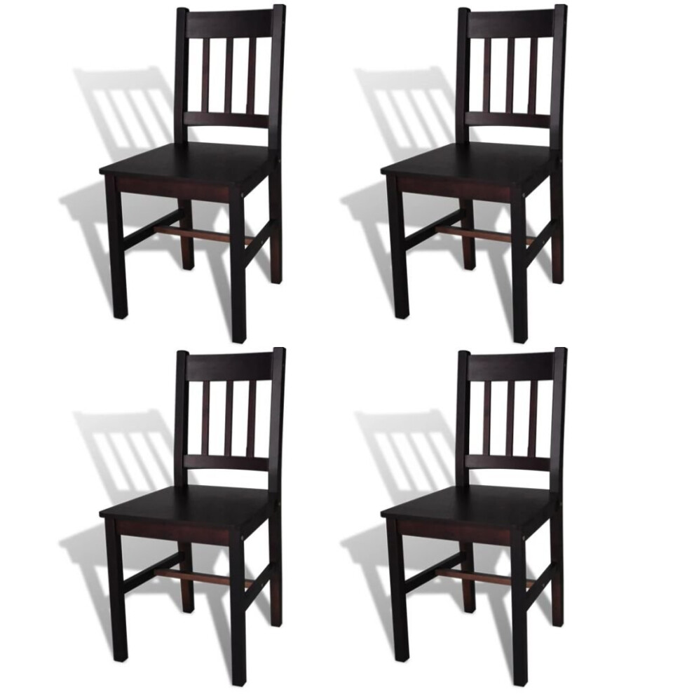 Vidaxl 4X Dining Chairs Wood Dark Brown Kitchen Living Room Furniture Seat