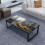 VidaXL vidaXL Rectangular Glass-Top Coffee Table Iron Frame Tempered Glass 90x45x32 cm Black with Print Code 240967 1