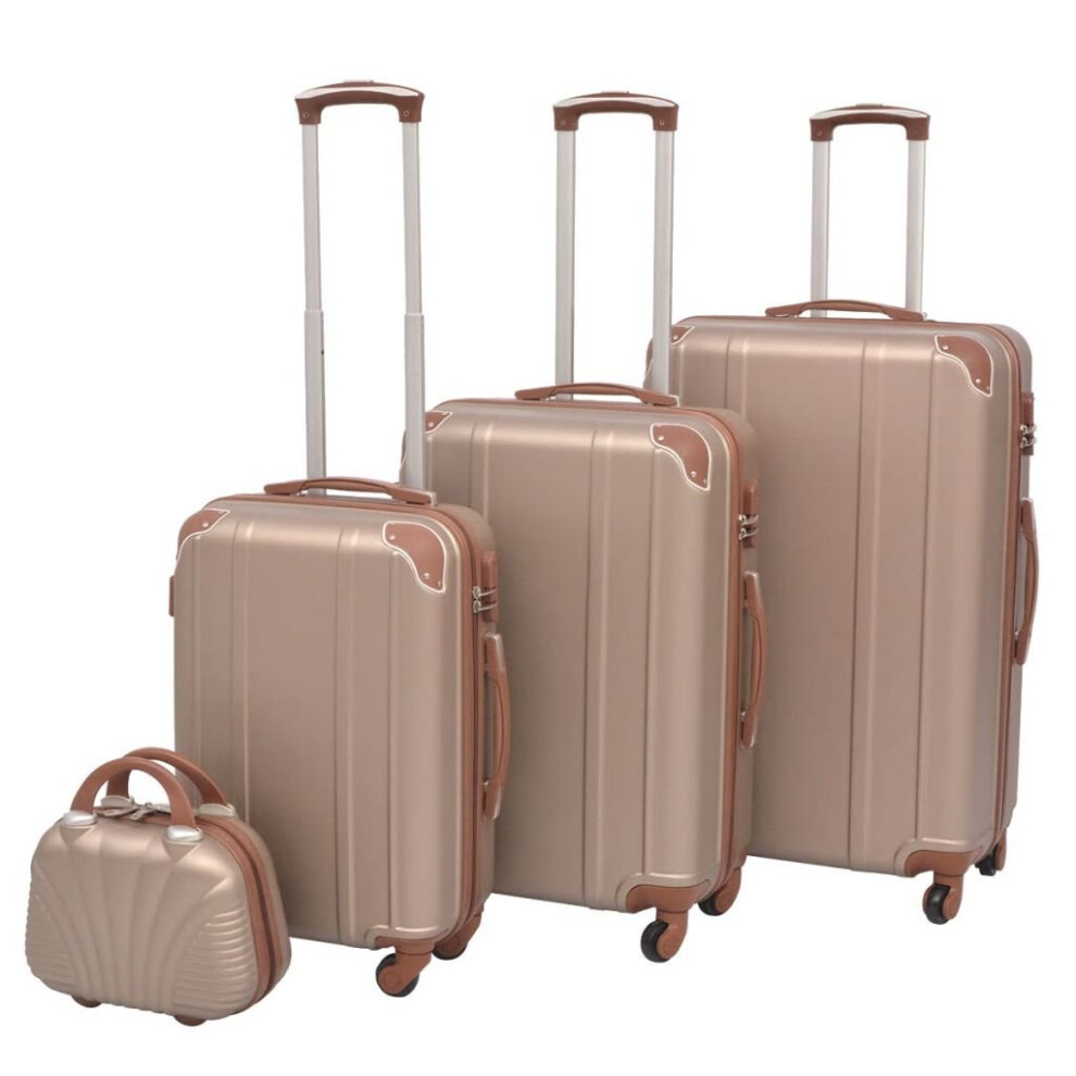 vidaXL 4 Piece Hardcase Trolley Set Champagne Travel Suitcase Luggage Bag