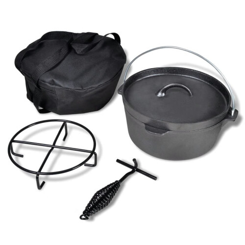 VidaXL vidaXL Dutch Oven 4.2L with Lid Lifter Stand Bag Outdoor Camping Cooking Tool