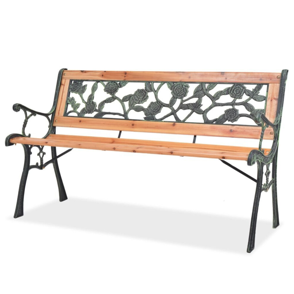 vidaXL Garden Bench 122cm Wood Rose-patterned Backrest Outdoor Patio Park Seat