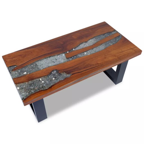 VidaXL vidaXL Coffee Table End Teak Resin 100x50cm Living Room Furniture Home Decor