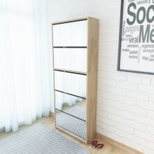 vidaXL Shoe Cabinet 5-Layer Mirror Oak Home Storage Rack Organiser Furniture