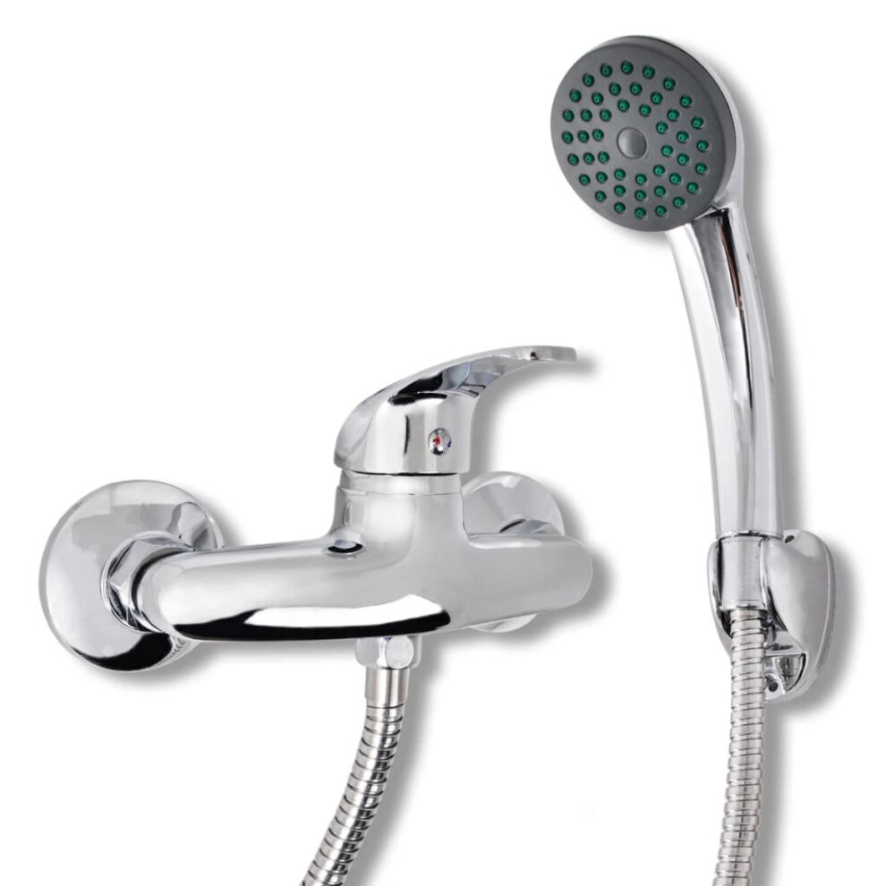 vidaXL Bath Shower Mixer Tap Kit Chrome Showerhead with Hook 1.5m Hose Fixture