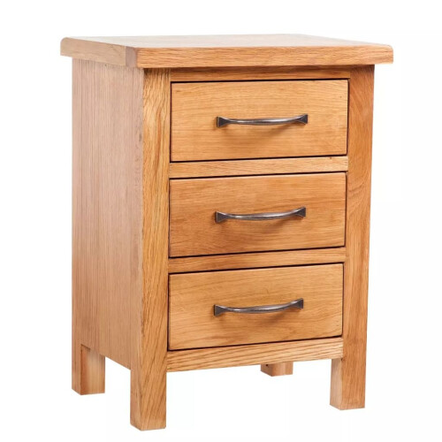 VidaXL vidaXL Solid Oak Wood Nightstand with 3 Drawers Bedside Table Cabinet Chest