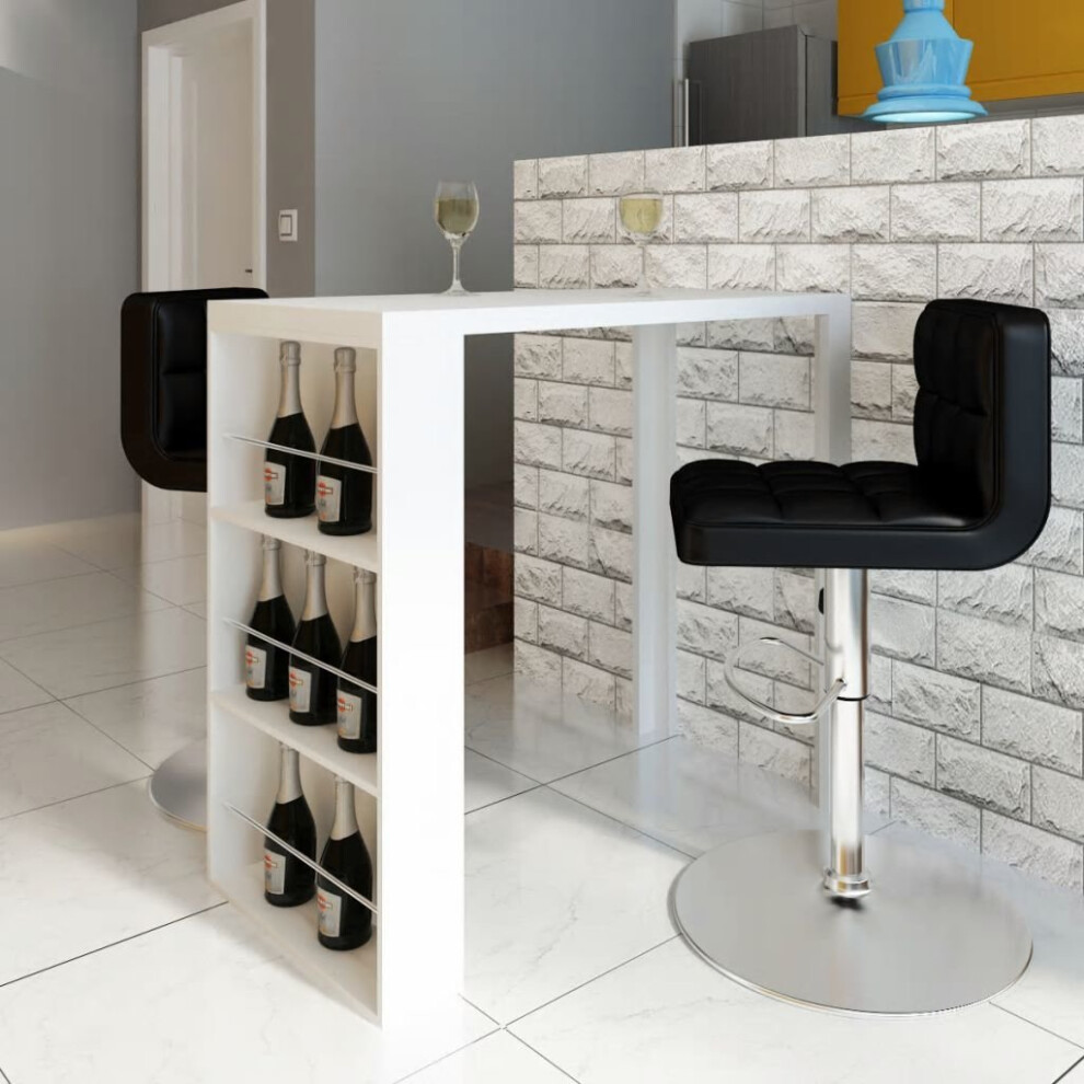 vidaXL Bar Table MDF with Wine Rack High Gloss White Breakfast Furniture Desk